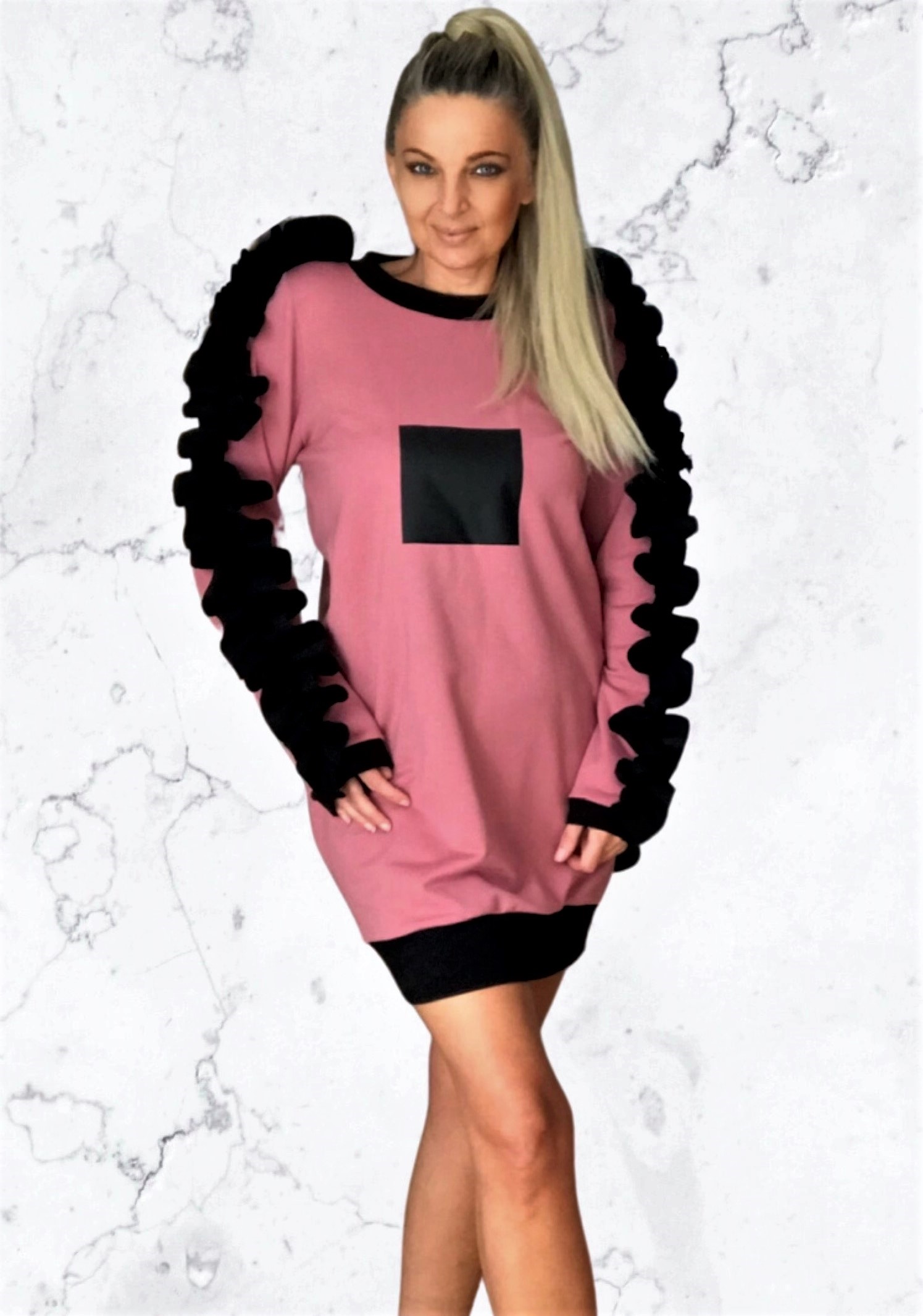 Šaty krátké teplákové starorůžové BOROS DR-S-PIO01